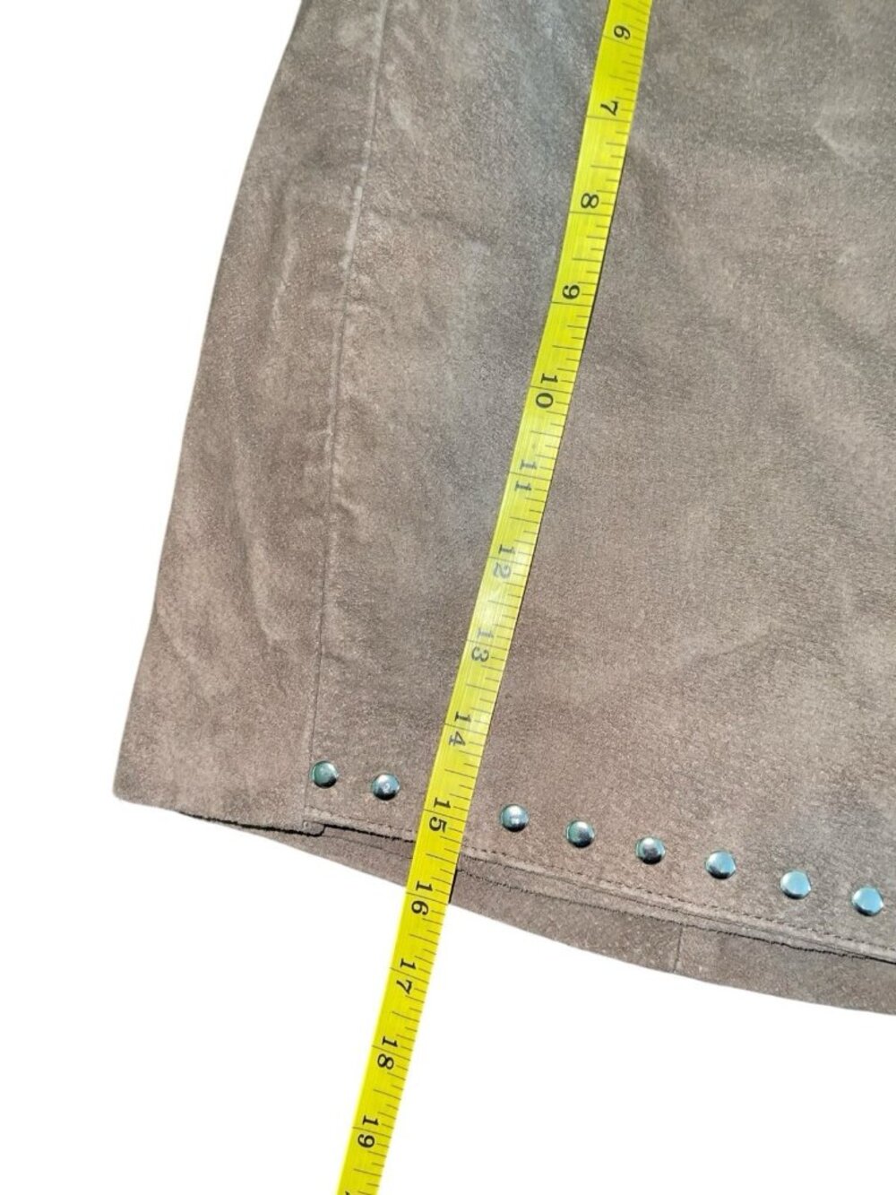 FOREVER 21 Women's Size Small 100% Leather Studded Faux Wrap Skirt Olive Green - Picture 6 of 10